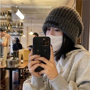 Korean style gray knitted beanie hat